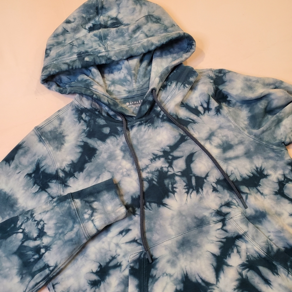 Athleta Sundown Tie Dye Hoodie Sweatshirt Women's Small‎ Dark Teal Blue 661691